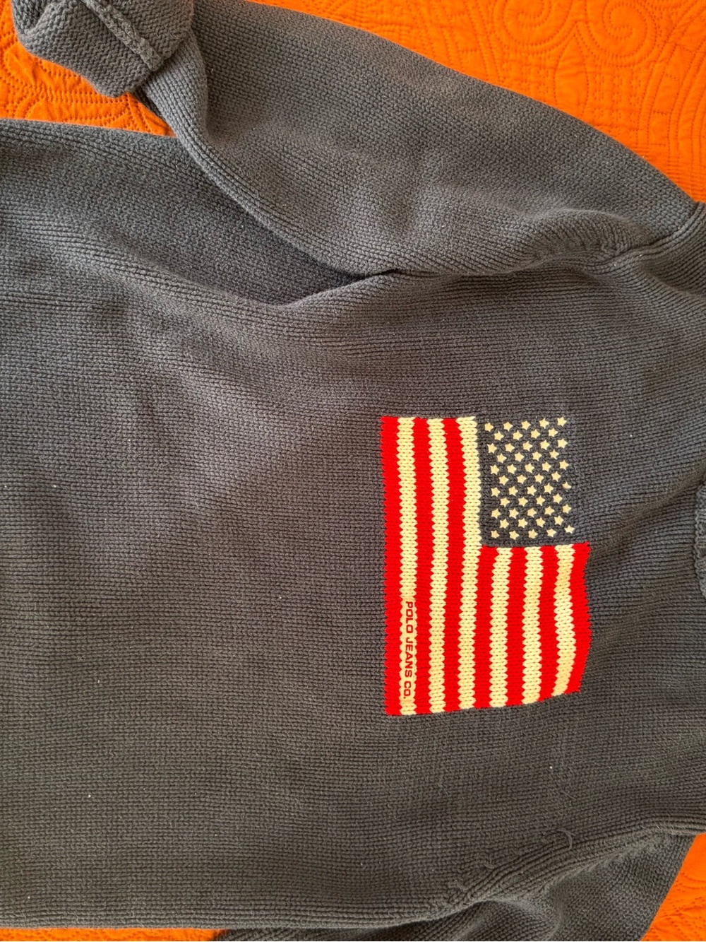 Ralph Laure Embroidered American Flag Sweater